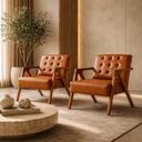 Ver imagem 1 de Conjunto 2 Poltronas Cedro Corino Caramelo Sala Estar Recepção Escritório Moderna Decorativa