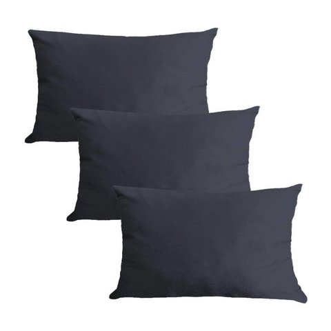 Kit 3 Capas para Almofada em Veludo Liso Retangular 60x40 Cinza Chumbo