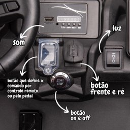 Mini Utv Carro Can Am Maverick Elétrico 12v Infantil Jipe Buggy Led Som Usb Importway Bw238 Controle - 4