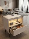 Ver mais imagens de Mesa de Cabeceira Multifuncional Smart Soundmax: Carregador por Indução, Som Bluetooth Integrado, Le