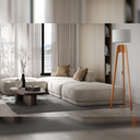 Ver imagem 1 de Luminária de Piso em Madeira Moderna Abajur Pedestal Cúpula