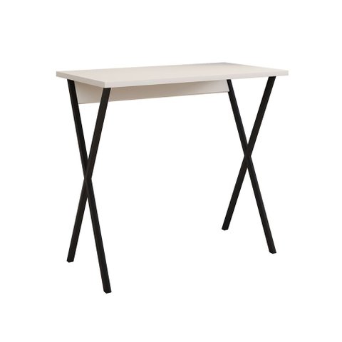 Mesa para Computador X 120x60 com Estrutura em Ferro para Escritório - Ferro Preto Tampo Branco