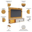 Ver imagem 3 de Painel TV 65 pol LED e Rack Sala Pé Metal Dante Naturale/Off C05 - Mpozenato