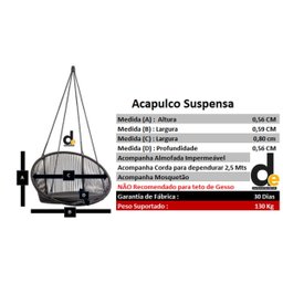 Cadeira de Balanço Suspensa de Teto Sacadas Palha - 2