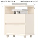Ver imagem 3 de Mesa de Apoio para Sofá e Cabeceira 2 Gavetas Chanfradas - Campeche - Off White