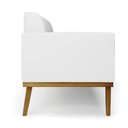 Ver mais imagens de Conjunto 2 Poltronas e 1 Namoradeira Decorativa Isabella Pés Fixo em Madeira Castanho PU Branco G19