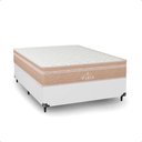 Ver imagem 1 de Cama Box Viúva Branco + Colchão Paris Molas Ensacadas Bege Couro Branco/bege