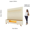 Ver imagem 4 de Rack com Painel para TV até 90 Polegadas 100% MDF com LED 219CMX255CM Pés em Madeira Maciça 1 Gaveta 2 Portas 1 Prateleira Branco