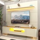 Ver imagem 1 de Rack com Painel para TV até 90 Polegadas 100% MDF com LED 219CMX255CM 1 Gaveta 2 Portas 1 Prateleira Branco