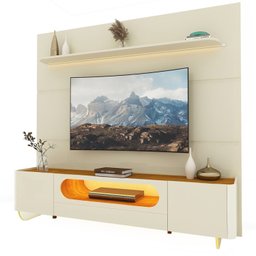 Rack com Painel para Tv até 90 Polegadas 1 Gaveta 2 Portas com Led 1 Prateleira 100% MDF - 6