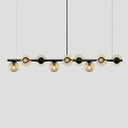 Ver imagem 2 de Lustre Pendente Figo Preto 1,5m - 9 Globos Esfera de Vidro Âmbar