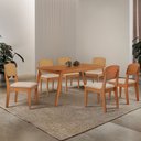 Ver imagem 1 de Mesa de Jantar Copper 180cm Tampo Canto Copo Mdf Laminado com 6 Cadeiras Copper Premium Moderna Mobí