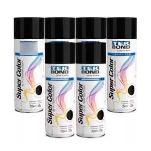 Kit 6 Tinta Spray Preto Fosco Alta Temperatura 350ml