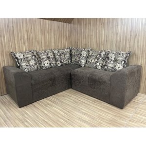 Sofá Canto Marrom com Floral 603/425 Belo