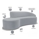 Ver imagem 3 de Sofá 4 Lugares Curvo Sala de Estar Living Firenze Direito D02 Veludo Cinza 280 cm C-317 - Lyam