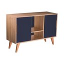 Ver imagem 3 de Aparador Buffet Murano Moderno 2 Portas MDP 115cm Carvalho Treviso e Azul Marinho Mercado