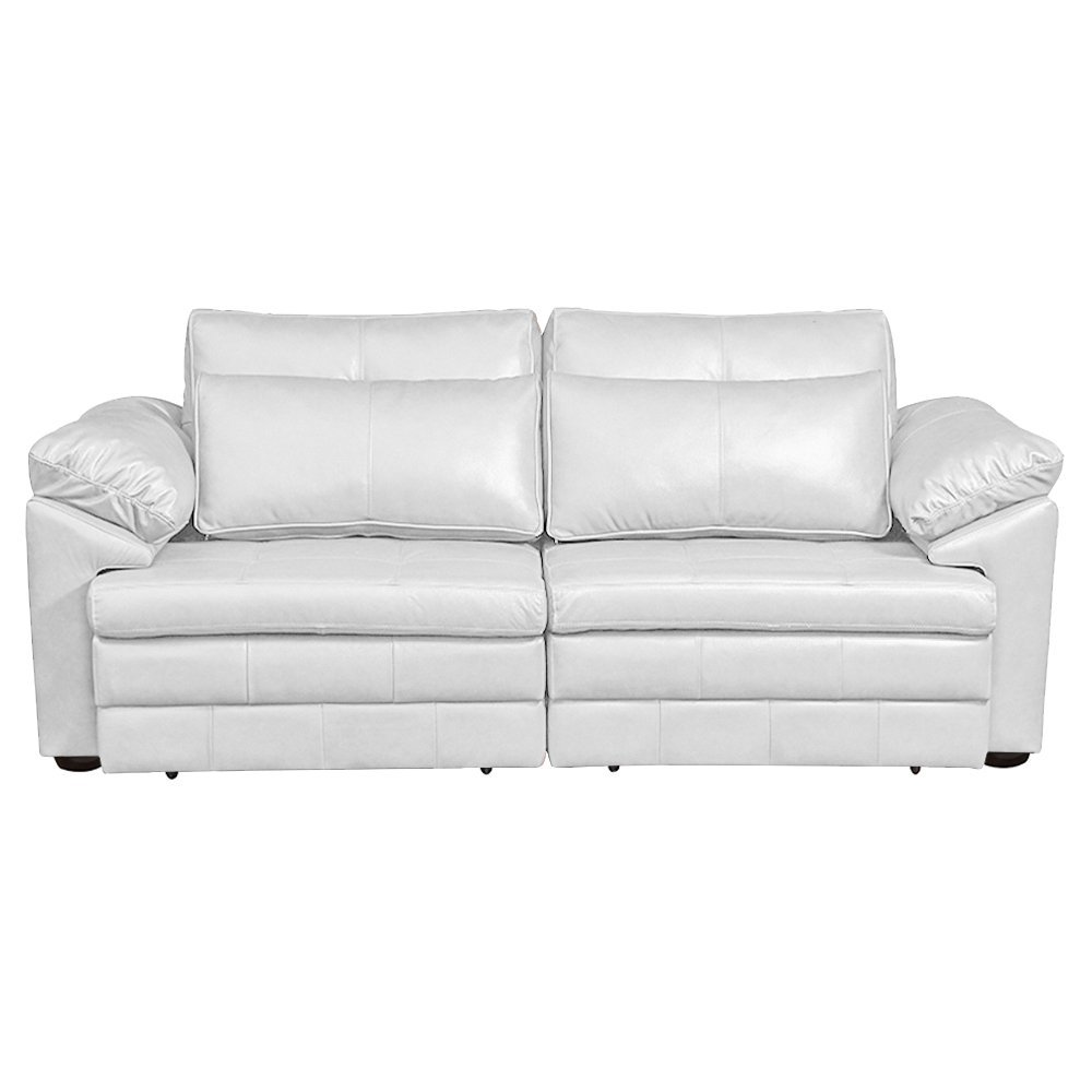 Sofá Decorativo Piece Bipartido Retrátil Sala de Estar 175cm Couro Branco G58 - Gran Belo - 3