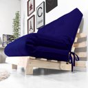 Ver imagem 6 de Futon Casal Tokio Sofá Cama Azul Royal Acquablock com Madeira Maciça