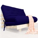 Ver imagem 1 de Futon Casal Tokio Sofá Cama Azul Royal Acquablock com Madeira Maciça