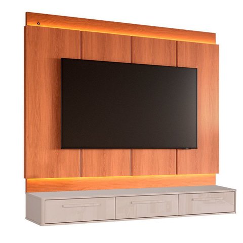 Rack Bancada com Painel para Tv de até 75" com Led Maka Jequitiba/off White