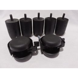 Kit 8x4 Pés P63 Preto C/ Trava para Cama Box ou Baú Queen ou King (8 Fixos de Madeira e 4 Rodinhas) - 4