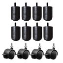 Ver imagem 1 de Kit 8x4 Pés P63 Preto C/ Trava para Cama Box ou Baú Queen ou King (8 Fixos de Madeira e 4 Rodinhas)