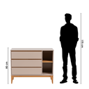 Ver imagem 5 de Conjunto Quarto Casal com Cama Casal com Cabeceira Estofada, 2 Mesas de Cabeceira e Cômoda 3 Gavetas com Pés de Madeira Maciça Bento Yescasa Bege/Cappuccino/Amêndoa