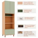 Ver imagem 2 de Paneleiro para Cozinha Torre Dupla 100% MDF 2 Portas Lótus Carvalho/Verde