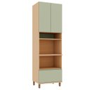 Ver imagem 1 de Paneleiro para Cozinha Torre Dupla 100% MDF 2 Portas Lótus Carvalho/Verde