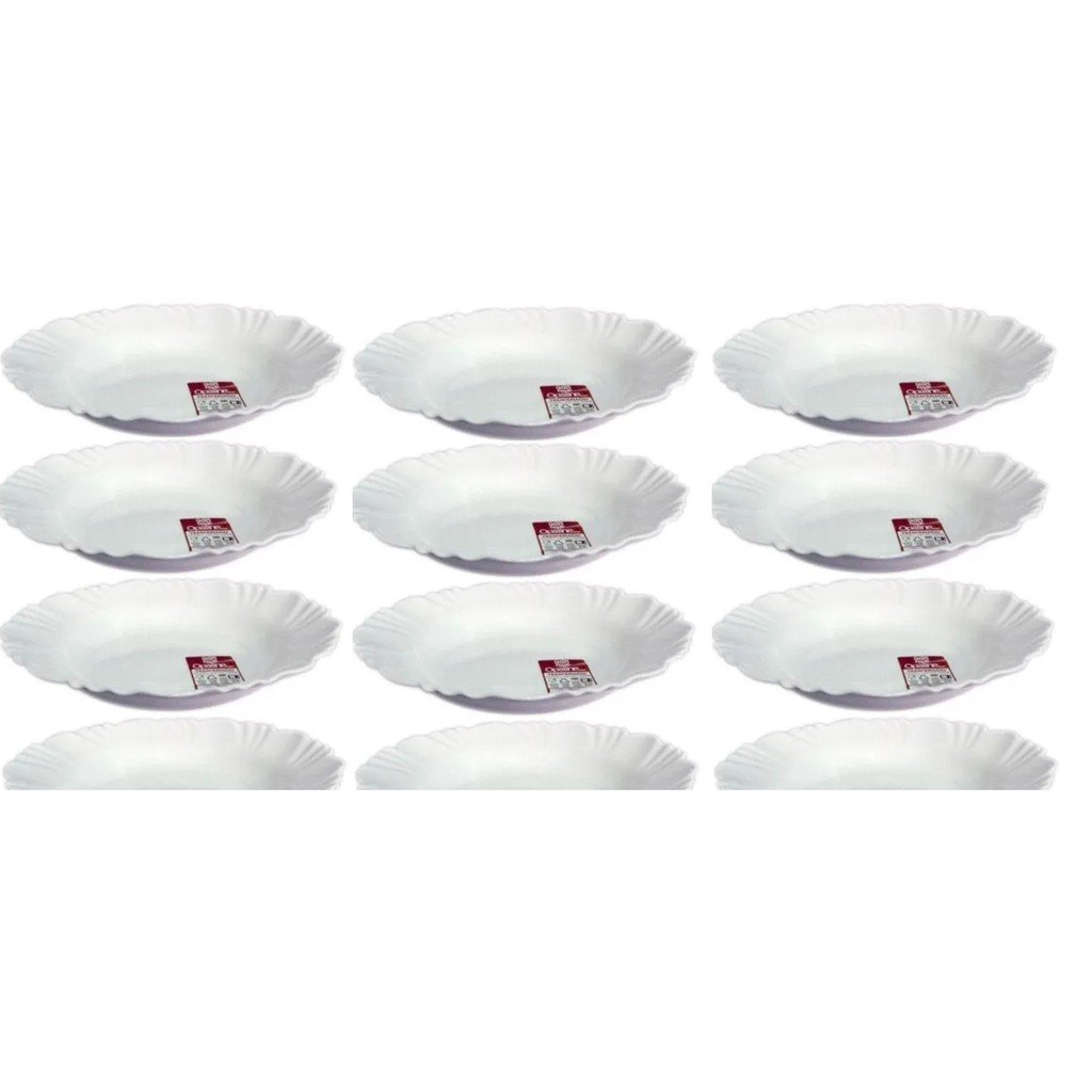 Jogo De Pratos Fundo Vidro 24 Peças 23 cm Duralex Opaline Branco Pétala - 4