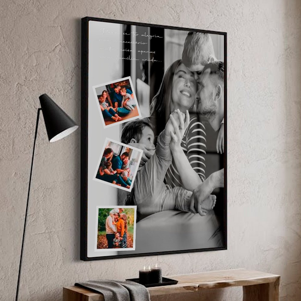 Quadro Personalizado Família para Se Ter Alegria em Moldura Caixa Tacolado Moldura Trad 1cm Branca C - 1