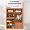 Ver imagem 7 de Guarda-Roupa Solteiro 4 Portas com Espelho Francis Marrom/Freijó/Off White
