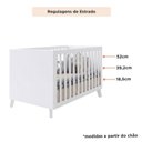Ver imagem 6 de Berço Evolutivo L 2 em 1 Padrão Americano 100% MDF Pés Madeira Branco