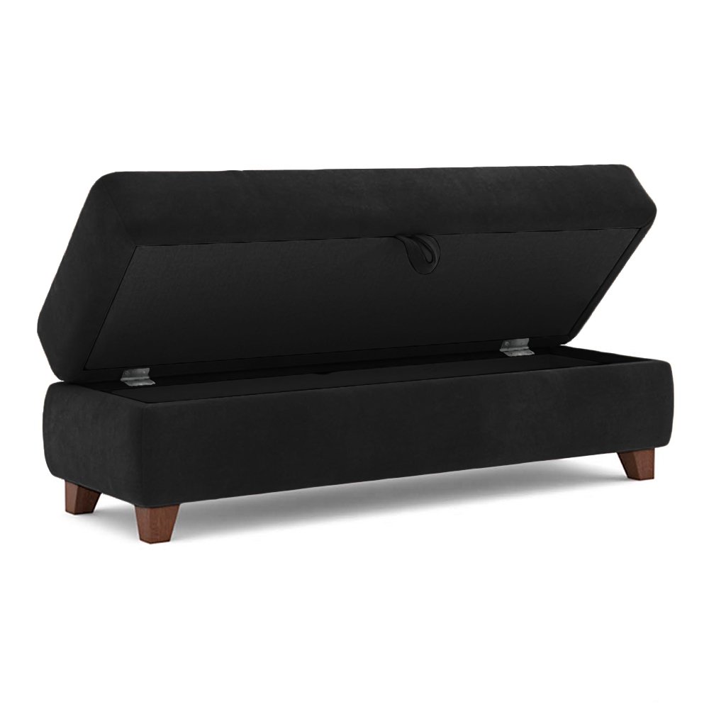 Recamier Calçadeira Bella 120cm Suede Preto - Clique Decorações