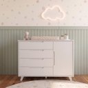 Ver imagem 1 de Cômoda L 4 Gavetas e 1 Porta 100% MDF Pés Madeira