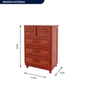 Ver imagem 3 de Cômoda para Quarto 5 Gavetas Madeira Maciça Manaus Vermelho/Mel