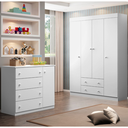 Ver imagem 2 de Conjunto Infantil Guarda Roupa e Comoda Helena Mdf Branco Pheonix Baby