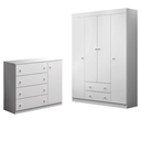 Ver imagem 1 de Conjunto Infantil Guarda Roupa e Comoda Helena Mdf Branco Pheonix Baby