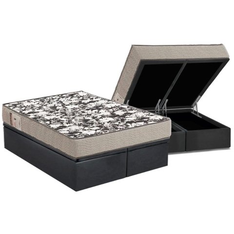 Conjunto Box Baú Queen: Colchão Espuma Ortobom D26 Physical Ultra Resistente + Base Crc Suede Gray