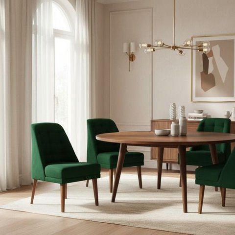 Kit 4 Cadeiras de Jantar Paris Suede Verde Suede Verde