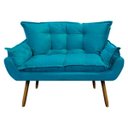 Ver imagem 3 de Kit 01 Poltrona e 01 Namoradeira Mariana Suede Azul Turquesa Slk Decor