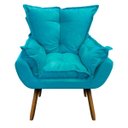 Ver imagem 2 de Kit 01 Poltrona e 01 Namoradeira Mariana Suede Azul Turquesa Slk Decor