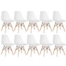 Kit 10 Cadeiras Charles Eames Eiffel Dsw - Base de Madeira Clara - Branco - 1