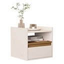 Ver imagem 2 de Mesa de Cabeceira Suspensa 1 Gaveta Porta Basculante Quarto:Fosco/Off White/ Cedro