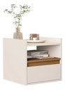 Ver imagem 2 de Mesa de Cabeceira Suspensa 1 Gaveta Porta Basculante Quarto:Fosco/Off White/ Cedro