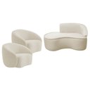 Ver imagem 2 de Kit Divã Recamier Orgânico Marrocos 150cm Lado Esquerdo e 2 Poltronas Amore Bouclé Bege