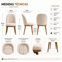 Ver imagem 5 de Kit 4 Cadeiras de Jantar Estofadas Sarah Amadeirada Creme Design Moderno Madeira