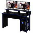 Ver imagem 1 de Mesa para Computador Gamer Espaço para 2 Monitores e Cpu Preto/Azul