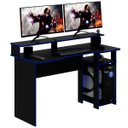 Ver imagem 3 de Mesa para Computador Gamer Espaço para 2 Monitores e Cpu Preto/Azul