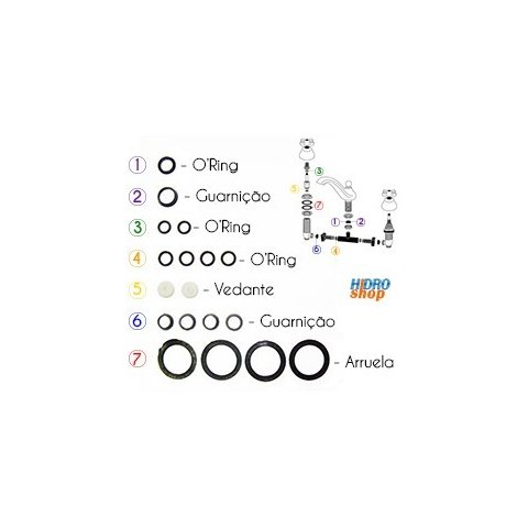 Vedação para Misturador Lavatório Deca Kit 18pçs - 4160kit150